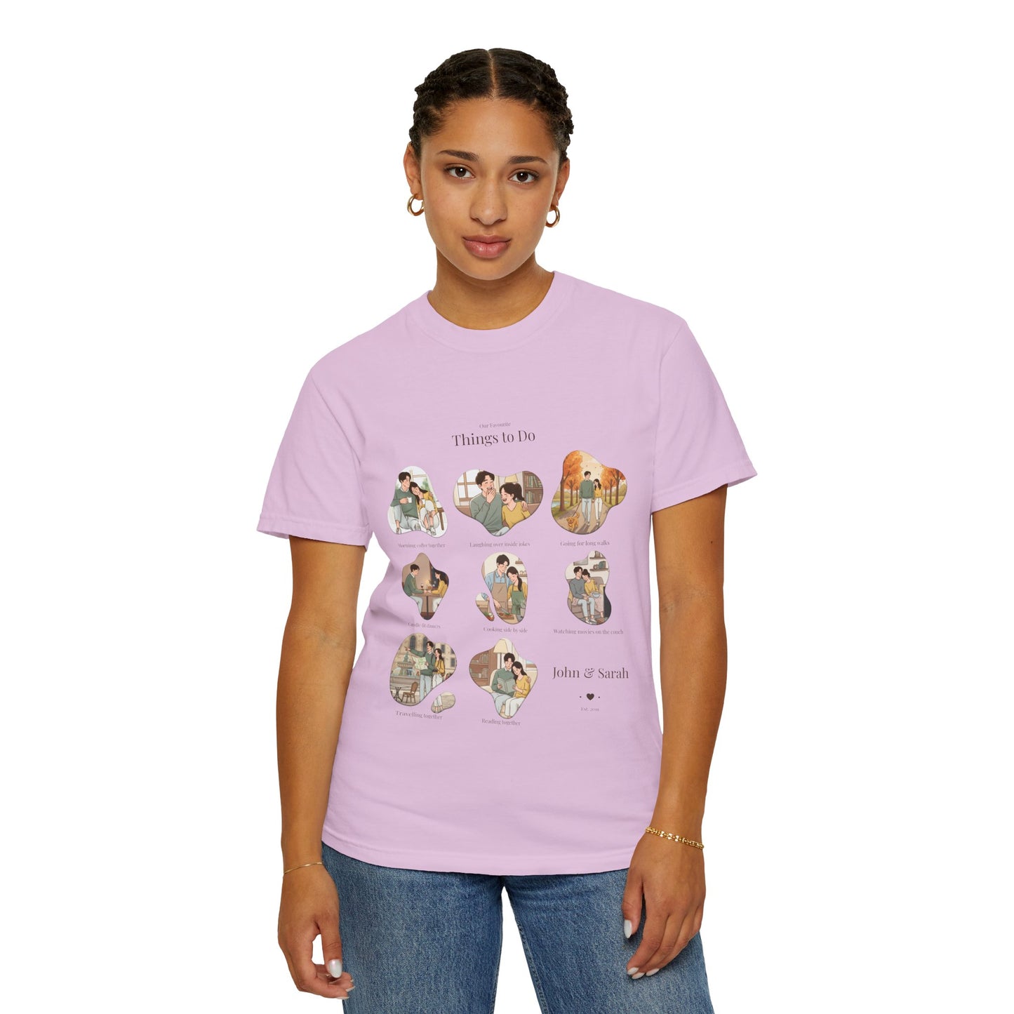 Our Favourite Things to Do Together – Personalised Valentine’s Illustration T-Shirt Gift - 14721
