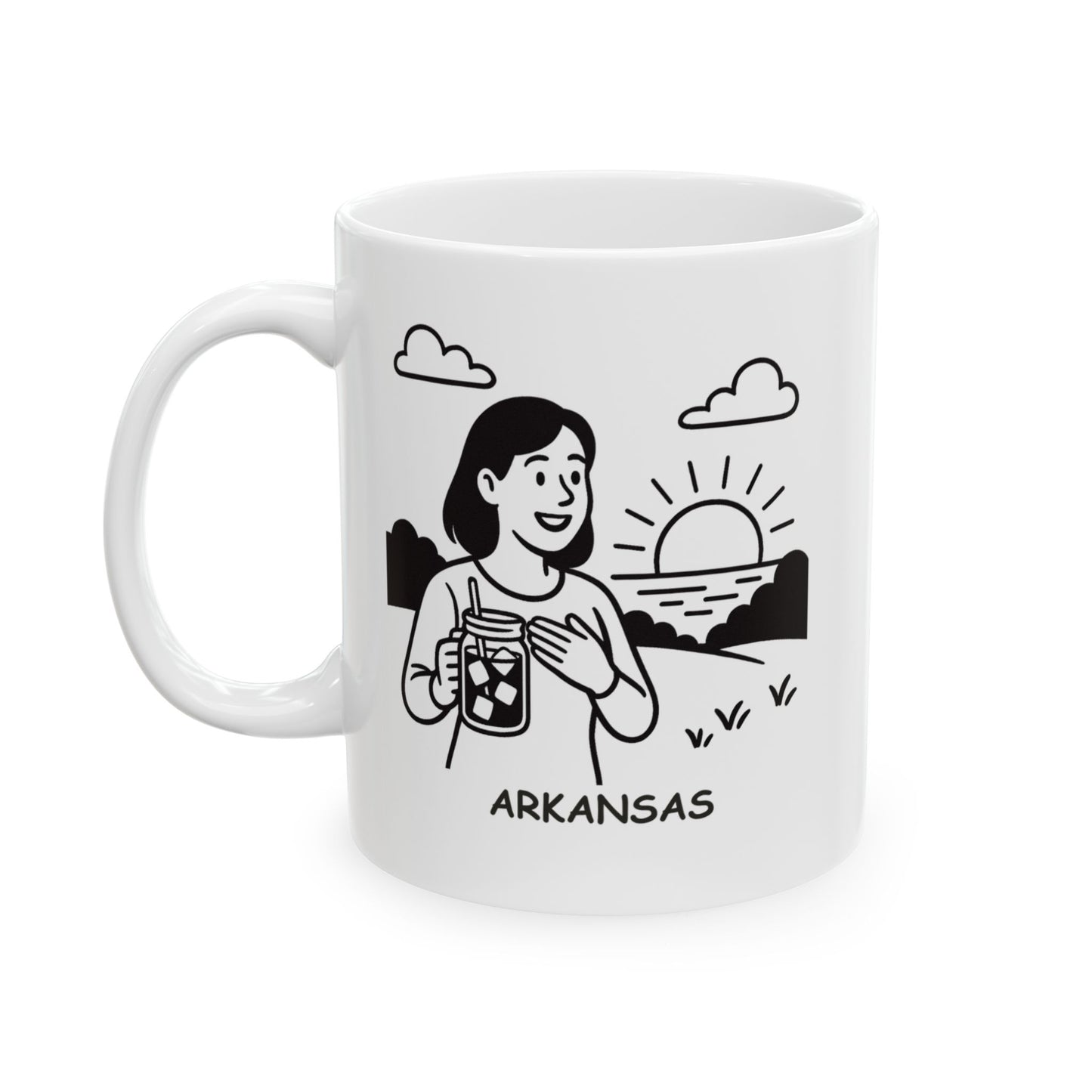 "In Arkansas, we believe in sweet tea, sweet talk, and sweet sunsets." Ceramic Mug -13326