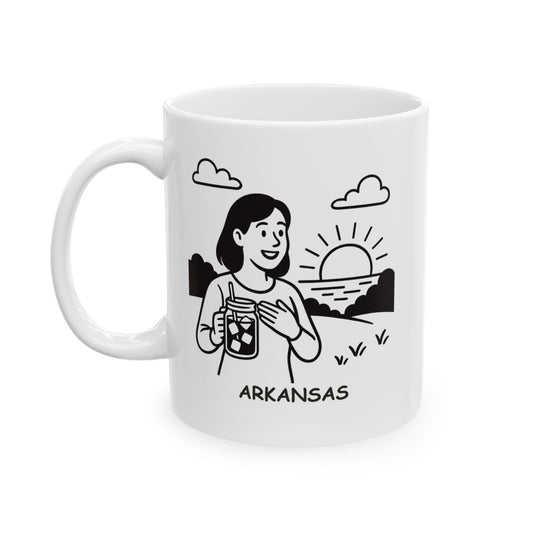 "In Arkansas, we believe in sweet tea, sweet talk, and sweet sunsets." Ceramic Mug -13326