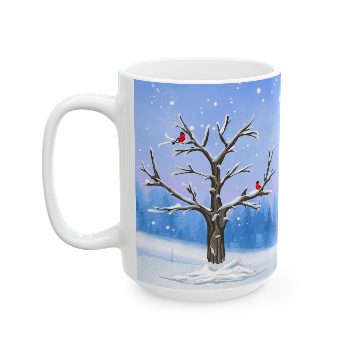 Winter Tree, Snowman & Puppy - Ceramic Mug, (11oz, 15oz) - 10398