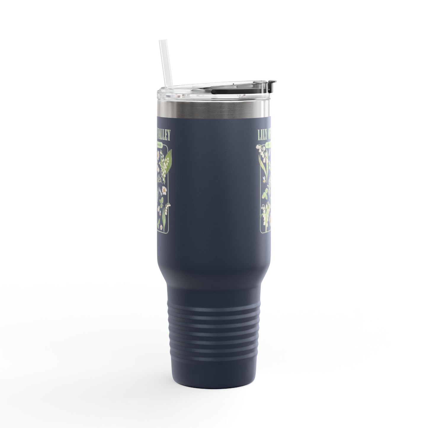 Lily of the Valley 40oz Insulated Travel Mug – Botanical Floral Tumbler with Handle & Straw - 14889