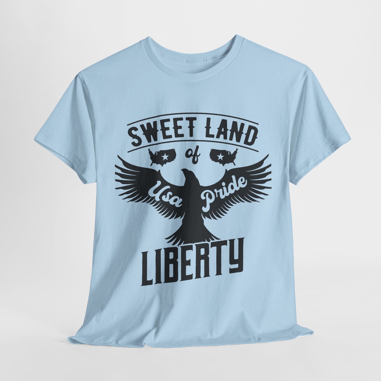 Sweet Land of Liberty Design, Unisex Heavy Cotton Tee: Patriotic T-shirt, Gift for Freedom Lovers, Casual Wear, Independence Day Shirt - 13492