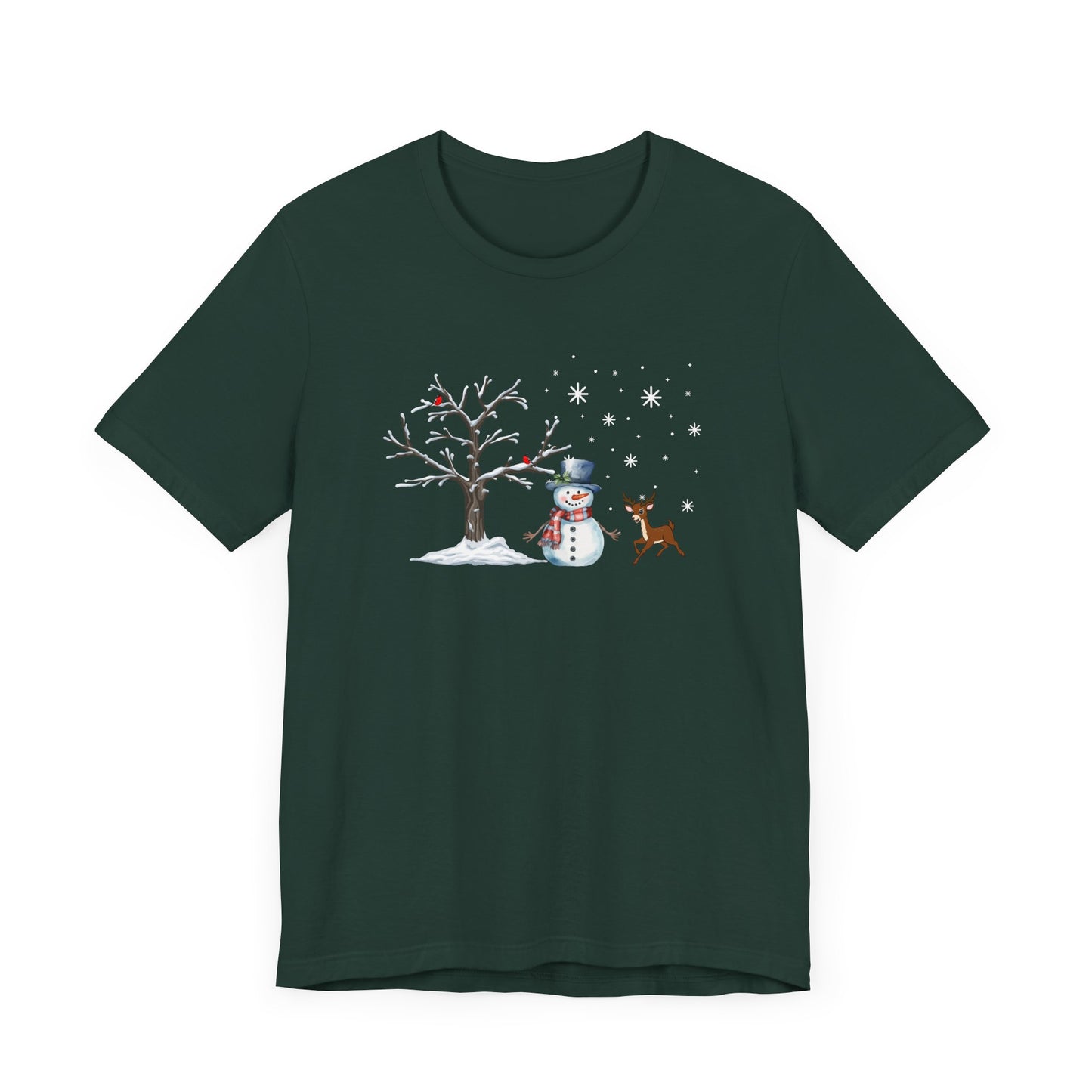 Snowman with Twinkle - Unisex Jersey Short Sleeve Tee