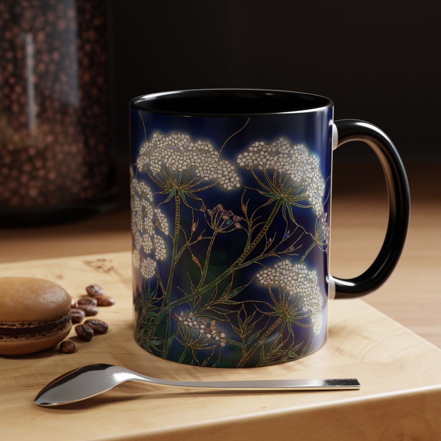Queen Anne's Lace Floral Coffee Mug — Stained Glass Design (11/15oz) - 14583