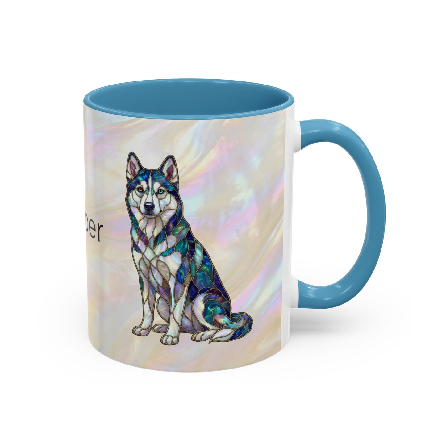 Personalized Husky Accent Coffee Mug – Stained Glass Design (11/15oz) - 14543