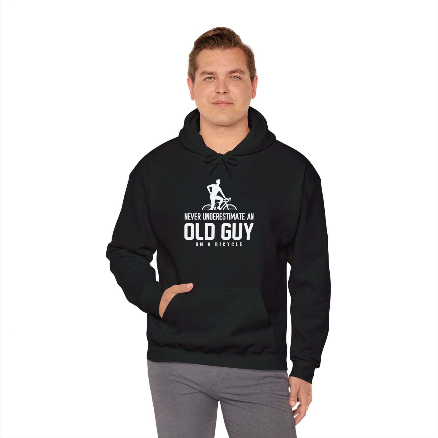 Never Underestimate An Old Guy On A Bicycle - Unisex Heavy Blend™ Hooded Sweatshirt