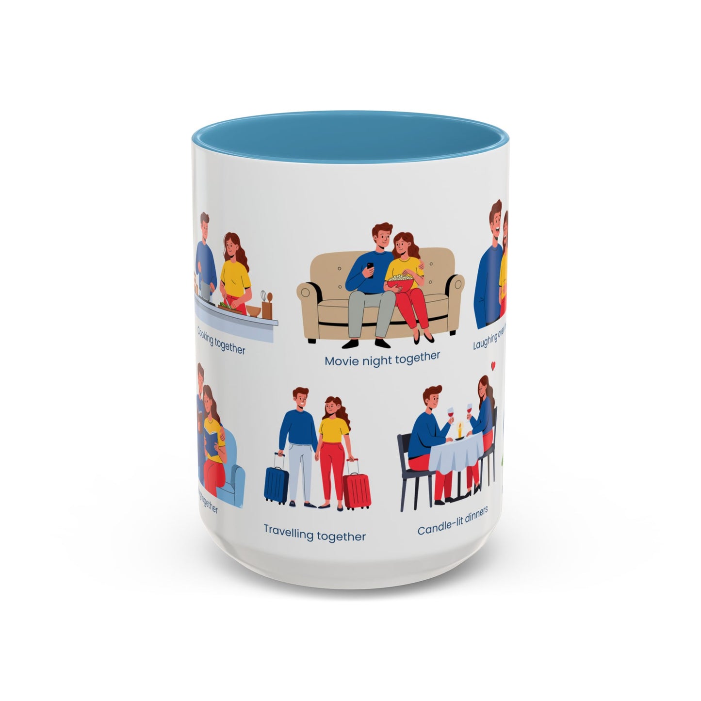 Our Favorite Things to Do Valentine’s Mug – Cozy Couples Illustrated Accent Coffee Mug - 14704