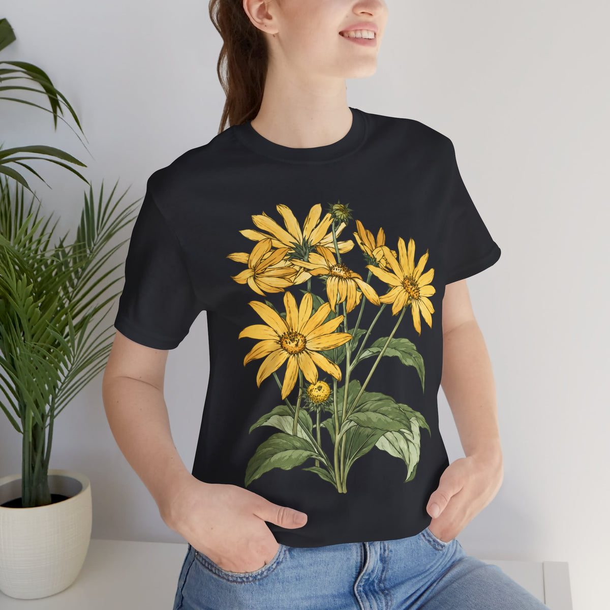 Yellow Daisy Botanical T-Shirt, Vintage Floral Garden Tee - 14503