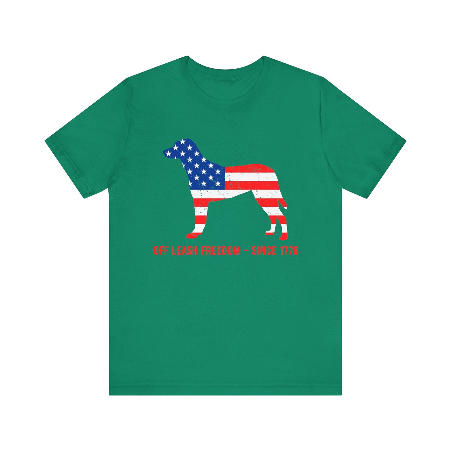 Patriotic Dog Lover Tee | Off Leash Freedom T-shirt, Dog Graphic Shirt, Fourth of July Gift, Casual Wear, Pet Lover Apparel - 13790