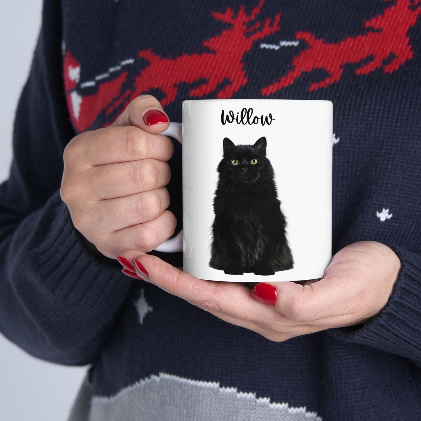 Personalised Cat Ceramic Mug, Modern Coffee Cup, Gift for Cat Lovers, Unique Home Decor - 14207