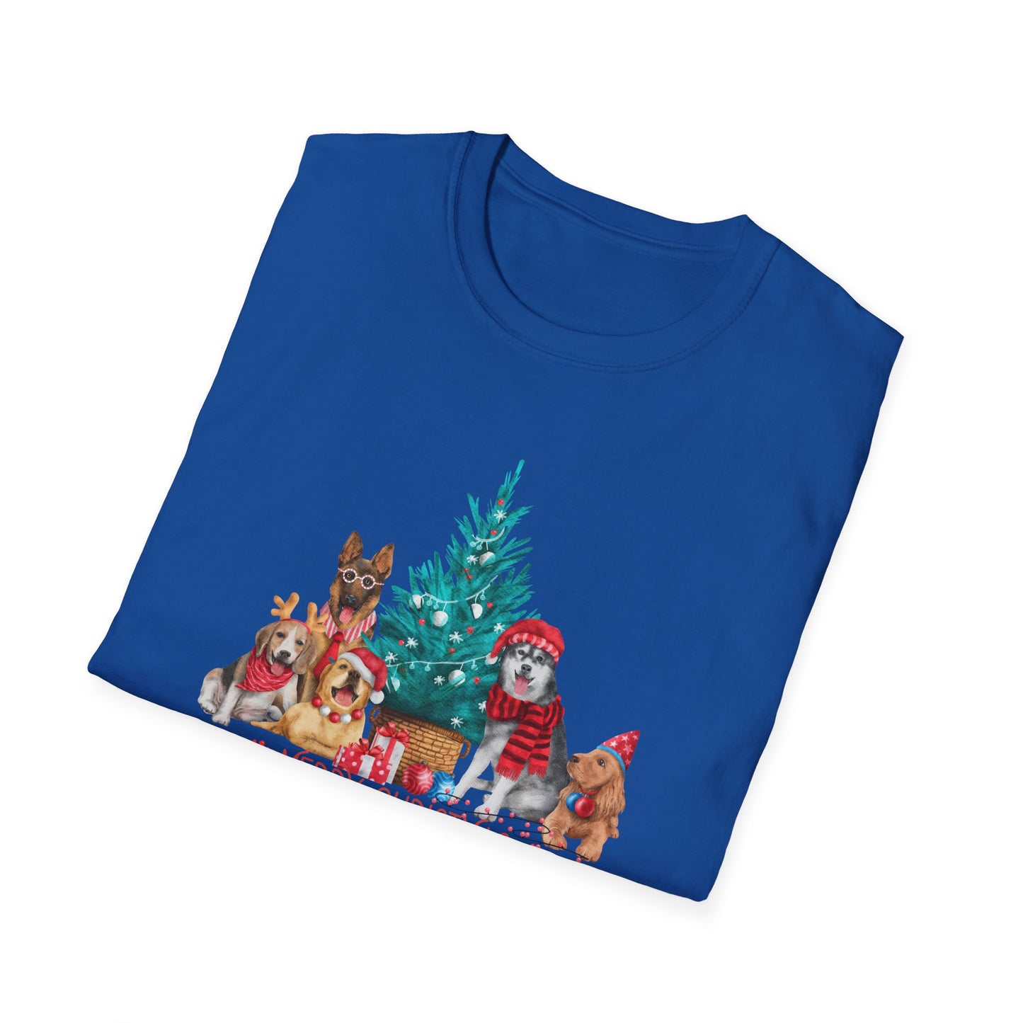 Dogs, Merry Christmas - Unisex Softstyle T-Shirt - 10281