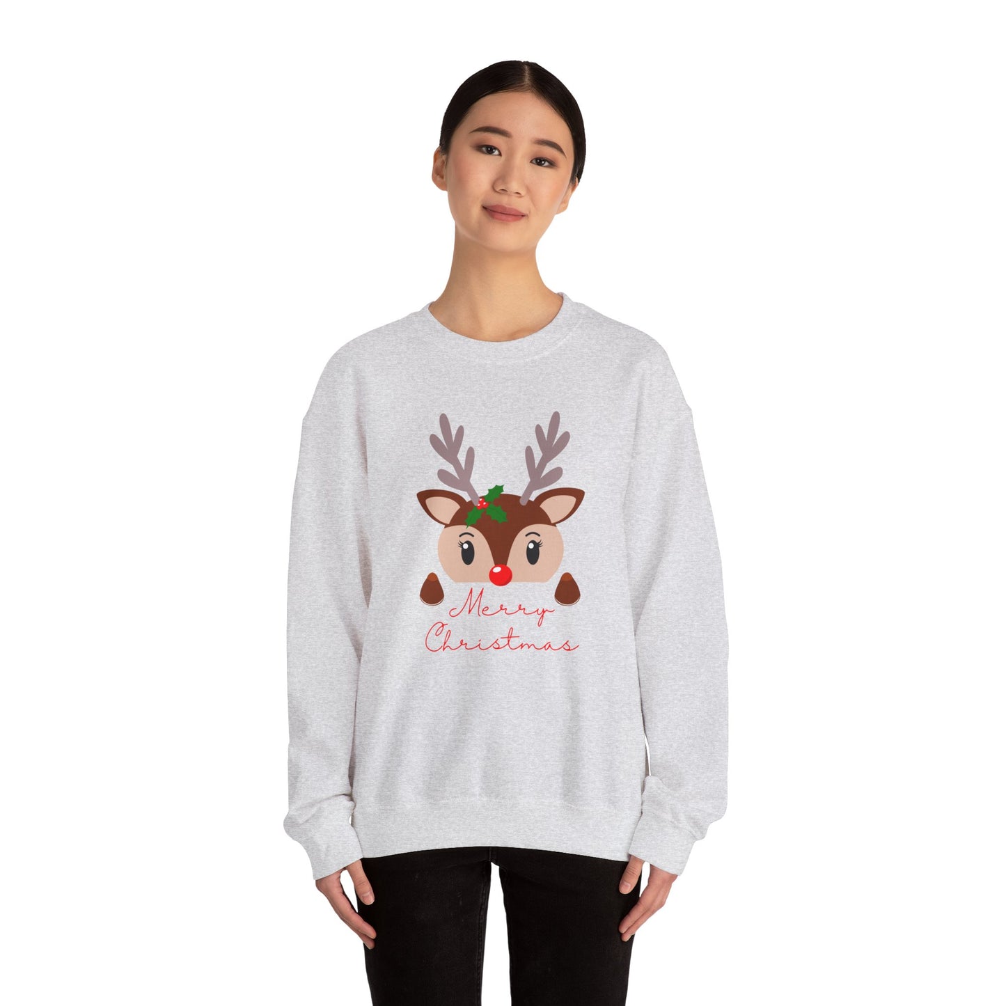 Reindeer, Merry Christmas - Unisex Heavy Blend™ Crewneck Sweatshirt