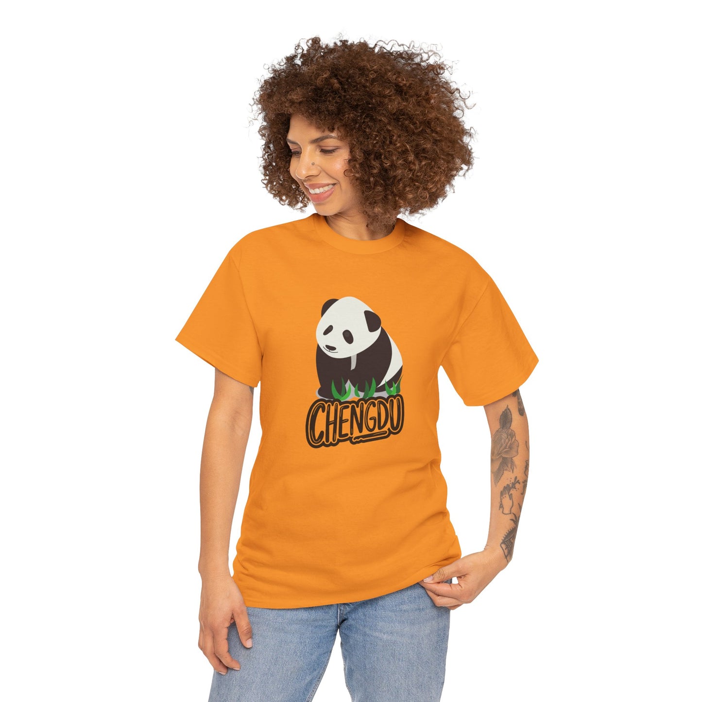 Chengdu Panda Unisex Heavy Cotton Tee - Cozy and Fun Graphic Tee for Animal Lovers - 12206