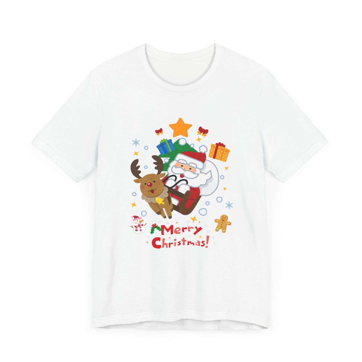 Santa & Reindeer, Merry Christmas - Unisex Jersey Short Sleeve Tee - 10494