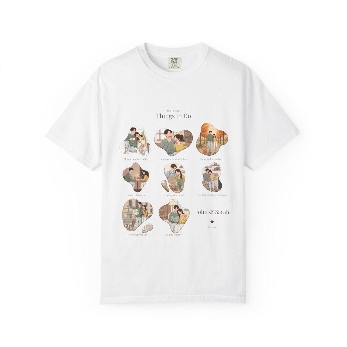 Our Favourite Things to Do Together – Personalised Valentine’s Illustration T-Shirt Gift - 14721
