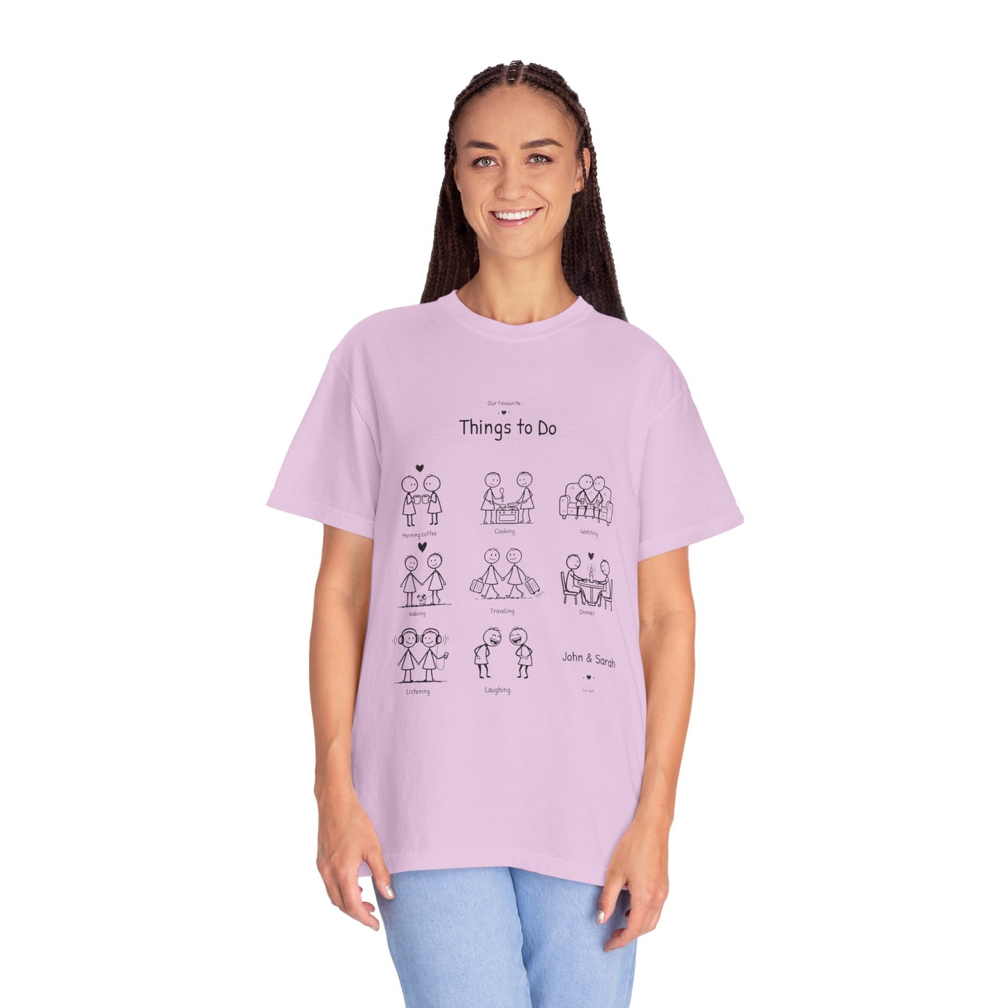 Our Favourite Things to Do Together – Personalised Valentine’s Illustration T-Shirt Gift - 14723