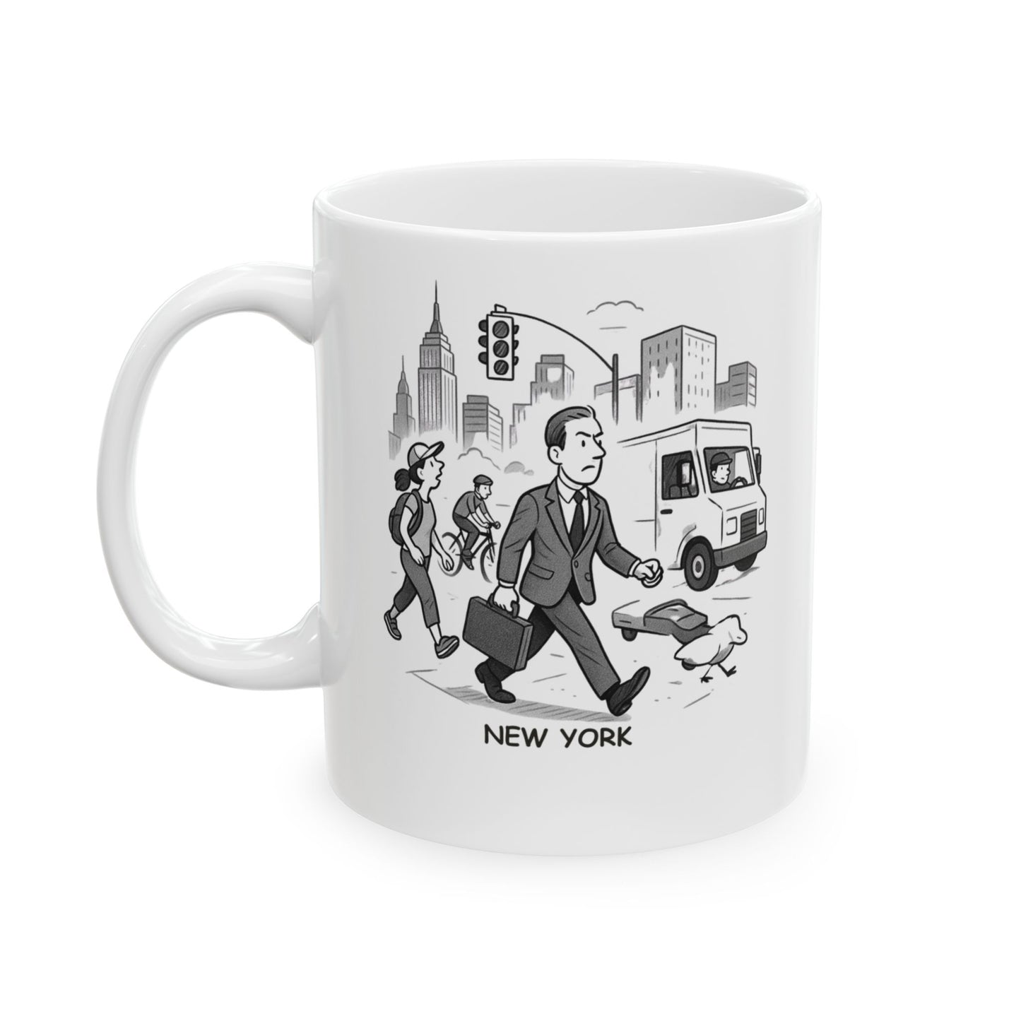 "New York: Where a five-minute walk means dodging tourists, bikes, and delivery trucks." Ceramic Mug - 12855