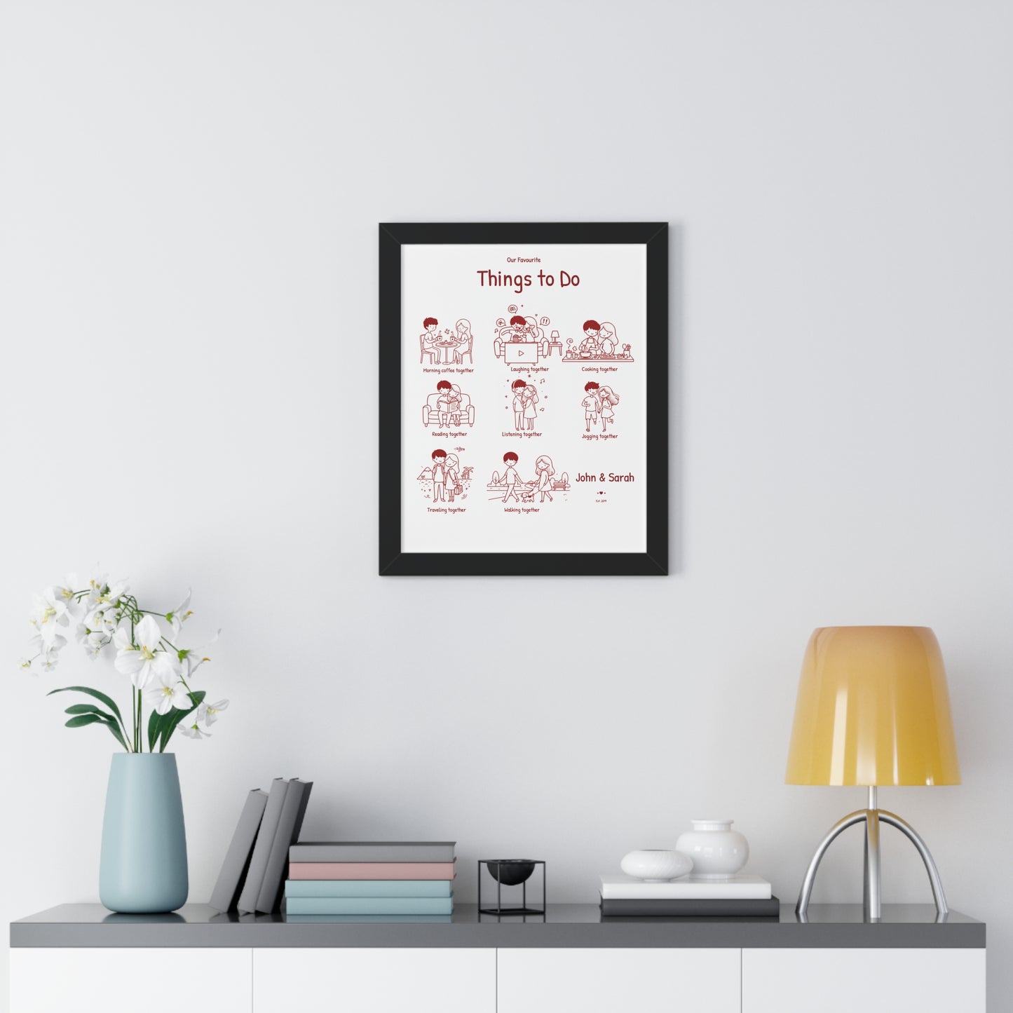 Framed Poster – “Our Favourite Things to Do” Personalized Couple Print | Valentine’s Gift - 14712