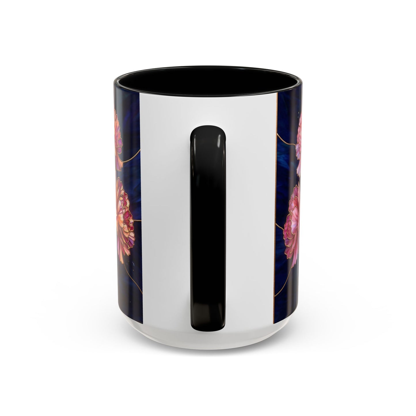 Carnation Floral  Accent Coffee Mug — Stained Glass Design (11/15oz) - 14559