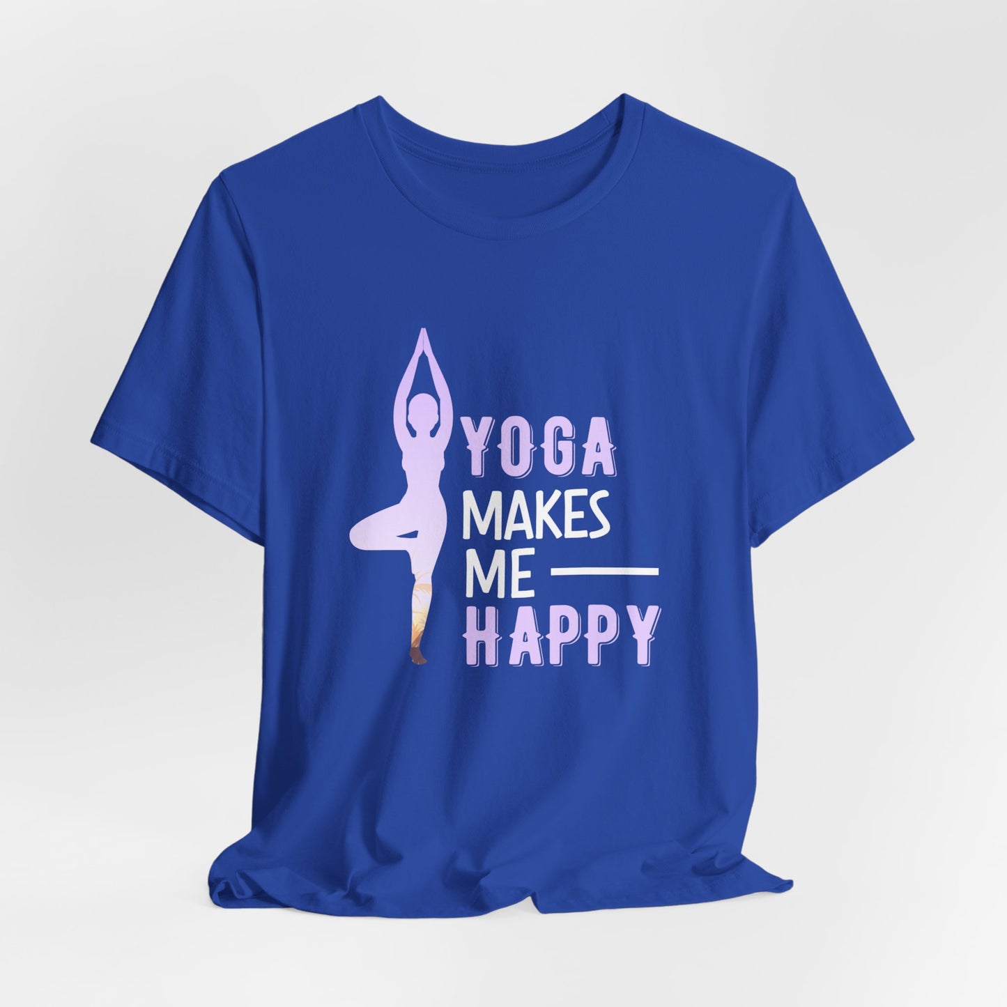 Yoga Makes Me Happy - Unisex Jersey Short Sleeve Tee