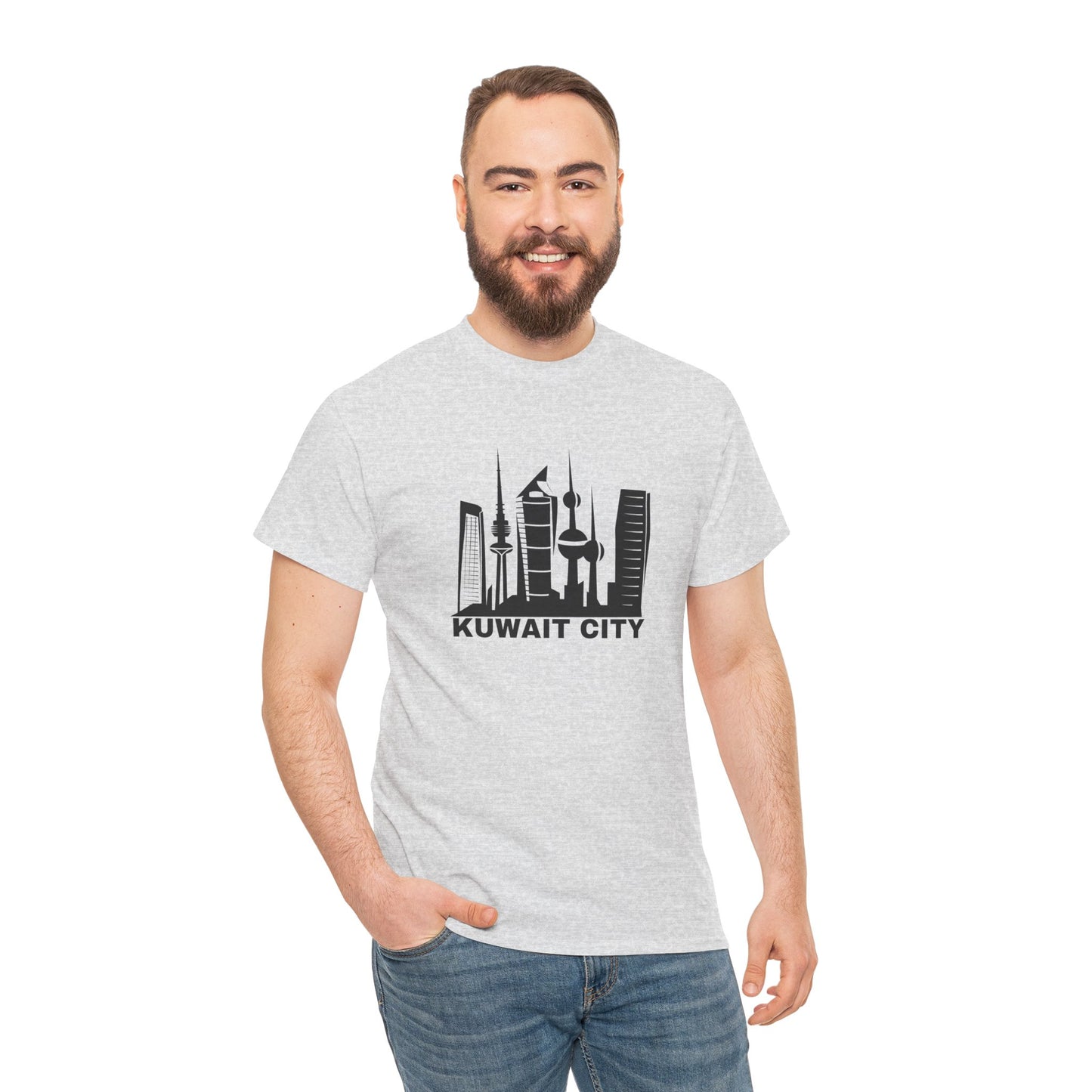 Kuwait City Graphic Unisex Heavy Cotton Tee - Urban Skyline Shirt - 12262