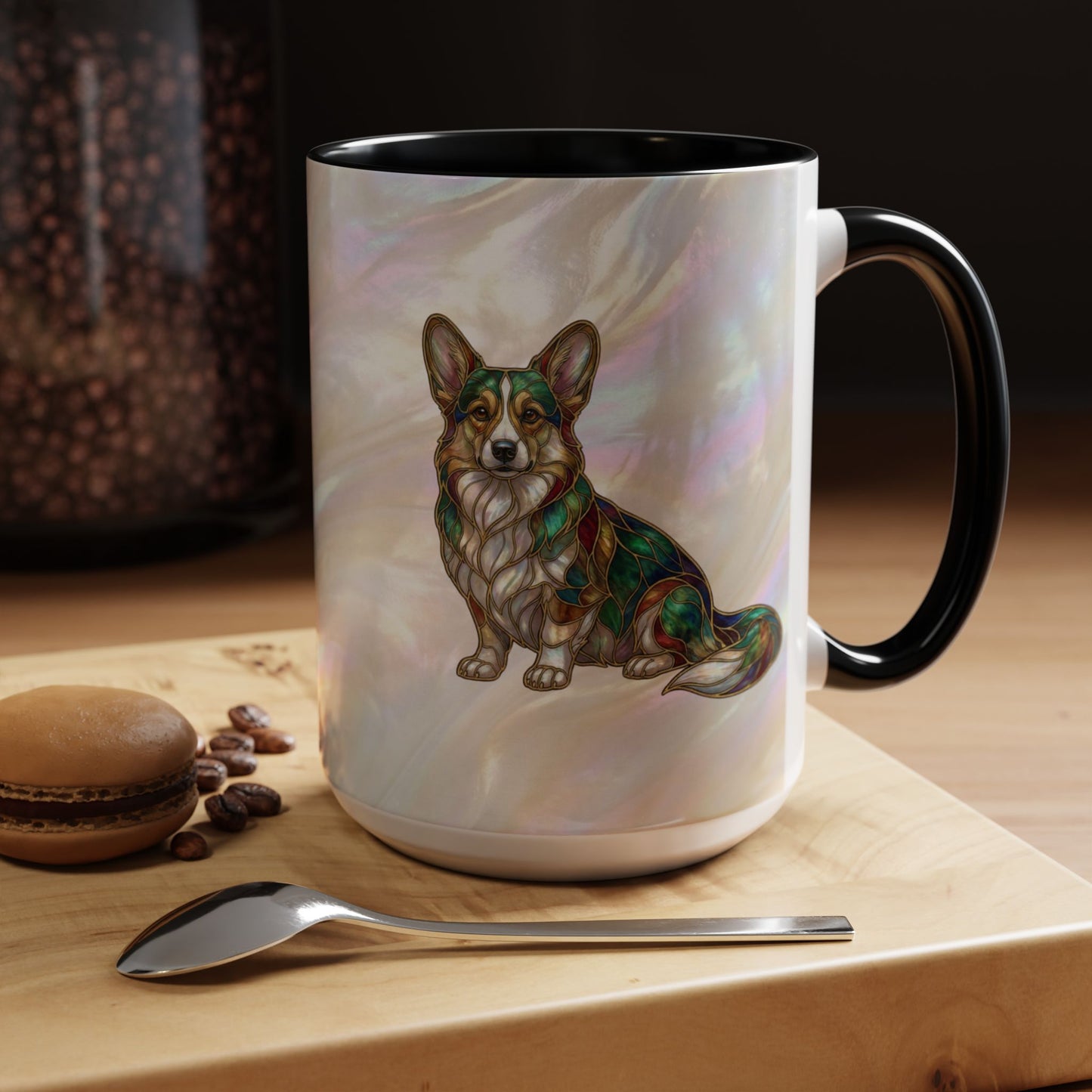 Corgi Accent Coffee Mug -Stained Glass Style (11/15oz) - 14627