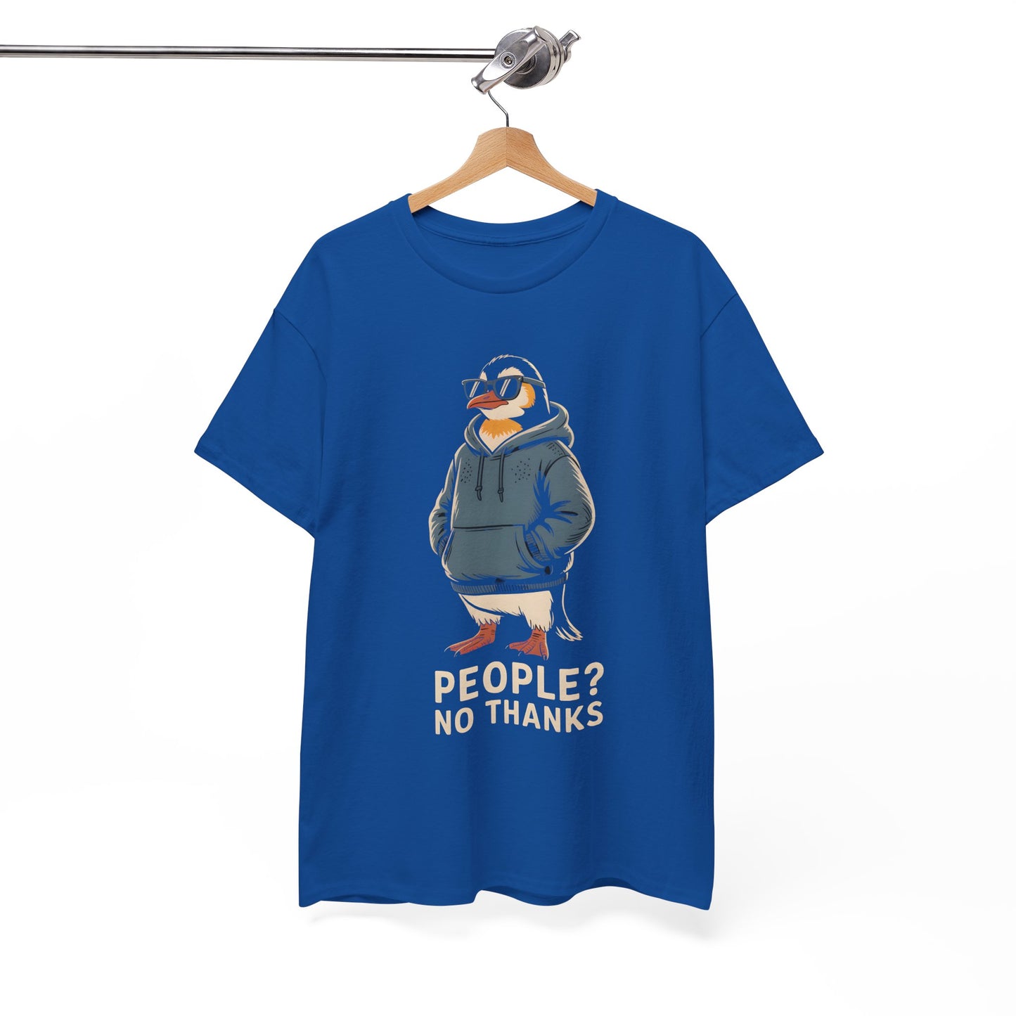 Funny Penguin T-Shirt – “People? No Thanks” Introvert Anti-Social Humor Tee Gift - 14847