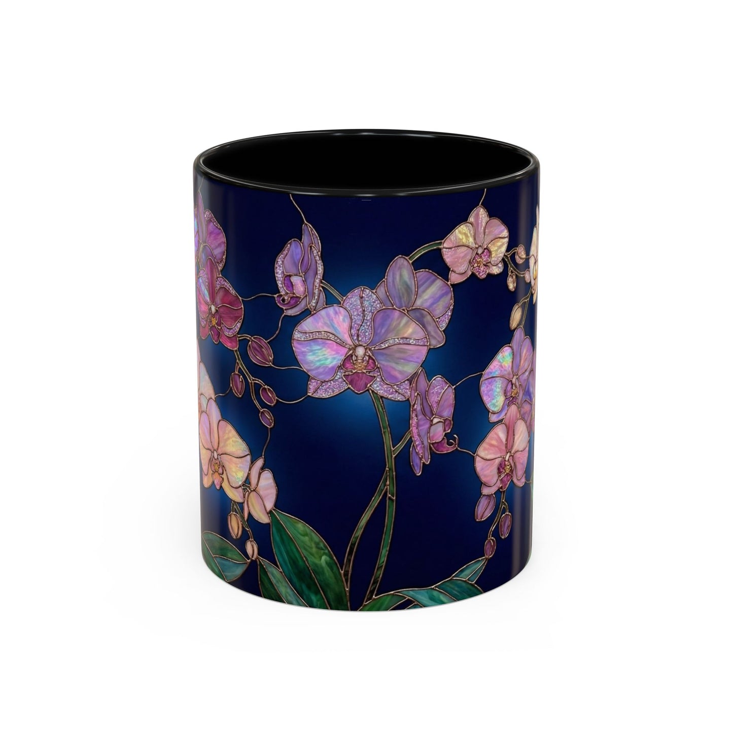 Orchid Bloom Accent Mug — Stained Glass Design (11/15oz) - 14579