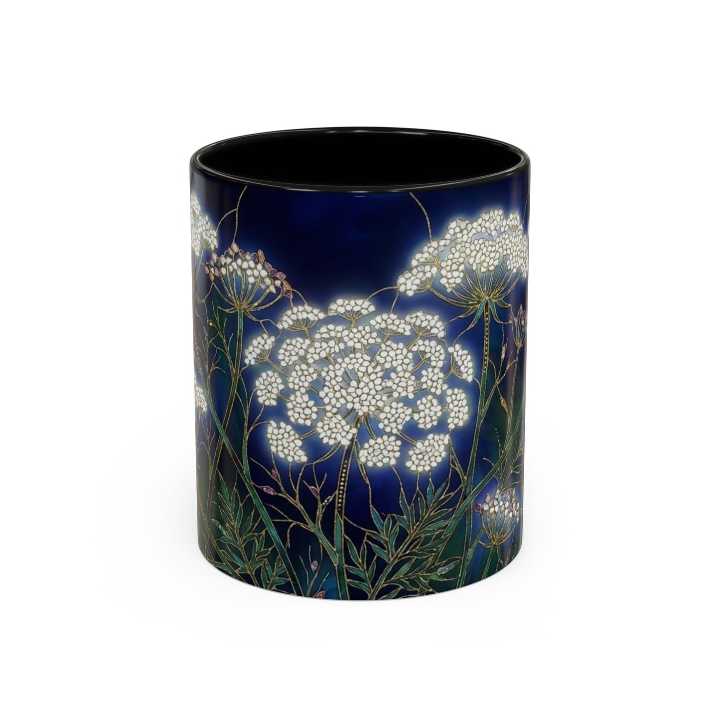 Queen Anne's Lace Floral Coffee Mug — Stained Glass Design (11/15oz) - 14583