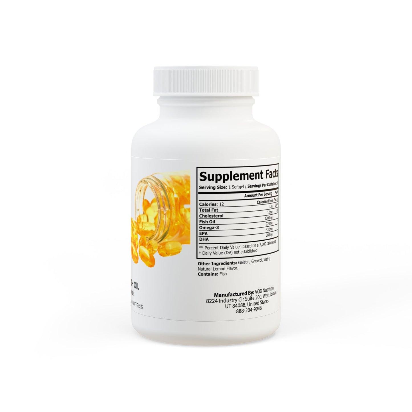 Omega 3 Fish Oil Supplement (60 Softgels) - 11374