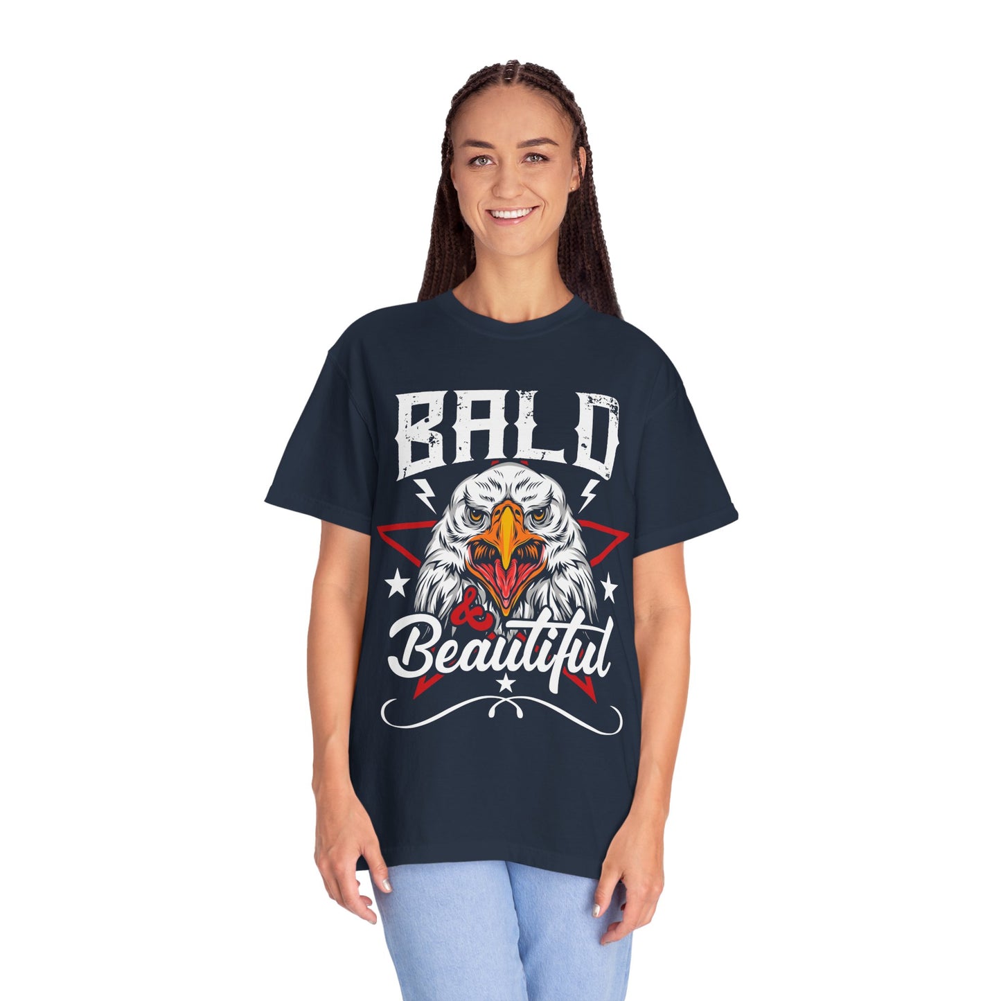 American Eagle, Bald is Beautiful T-Shirt, Unisex Garment-Dyed Tee - 13491