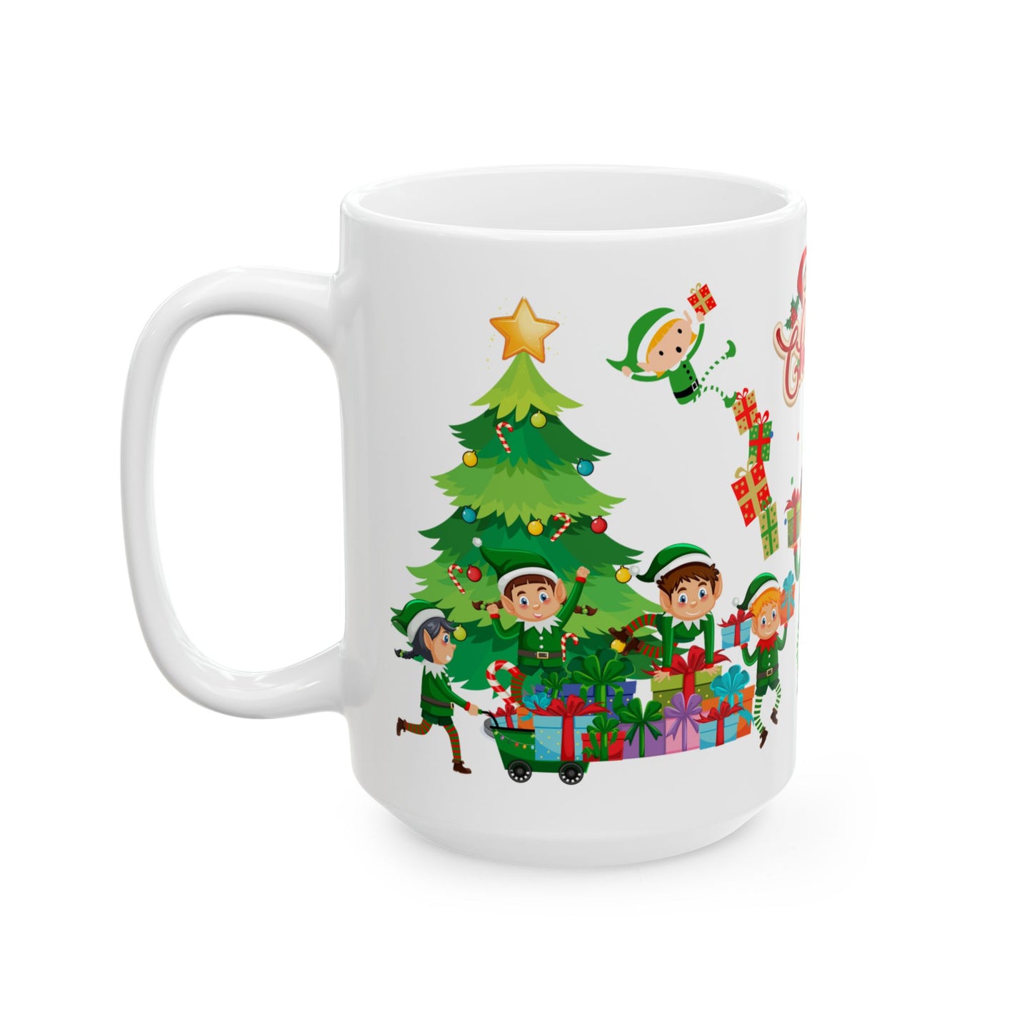 Little Elves with Christmas Gifts - Ceramic Mug, (11oz, 15oz) - 10293