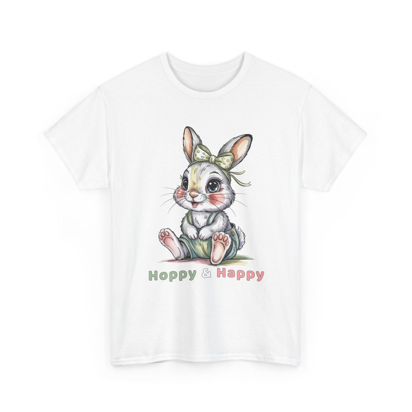 Cute Bunny T-Shirt – “Hoppy & Happy” Easter Rabbit Tee Gift for Kids & Adults - 14848
