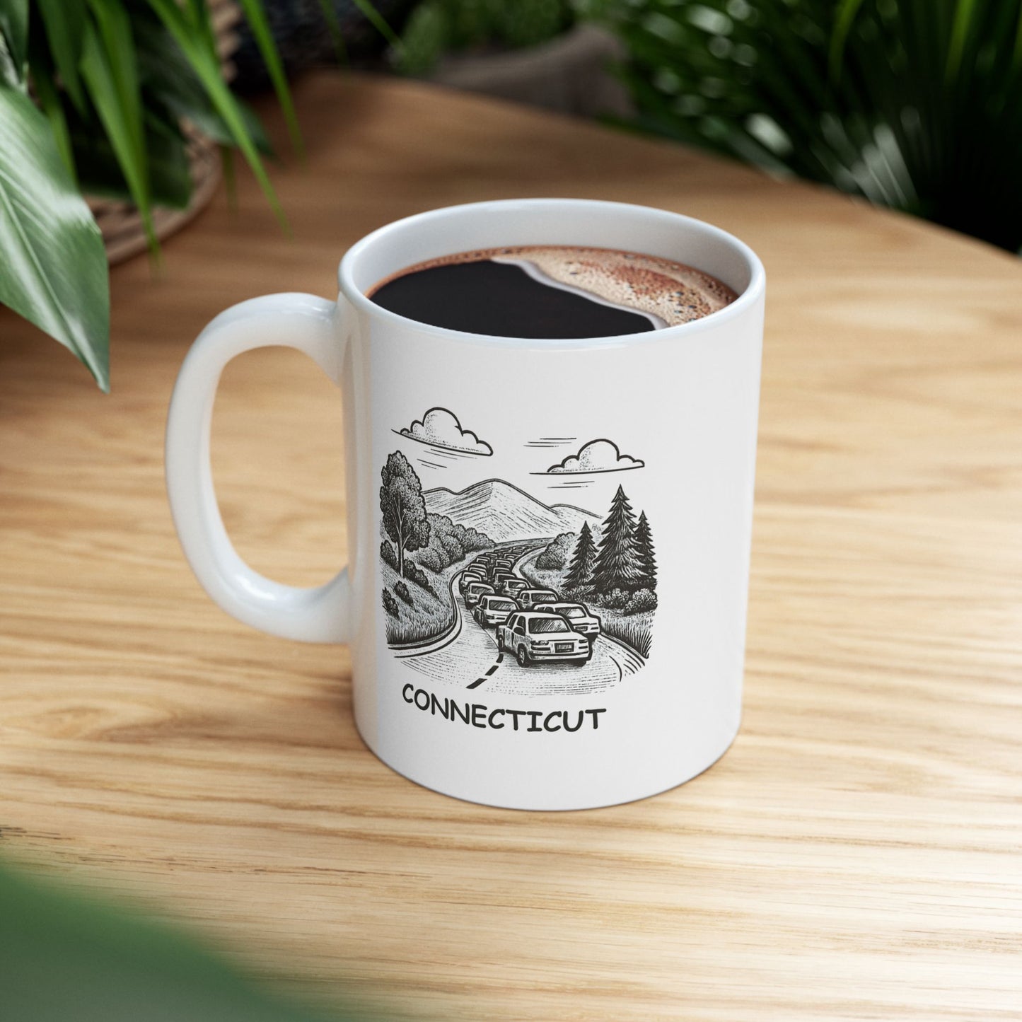 "Connecticut: Where every road is scenic—until you hit traffic." Ceramic Mug - 13805