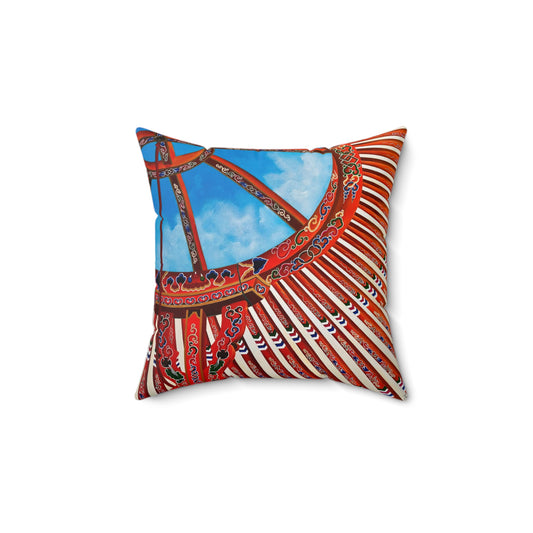 Mongol Yurt Top - Spun Polyester Square Pillow - 10553