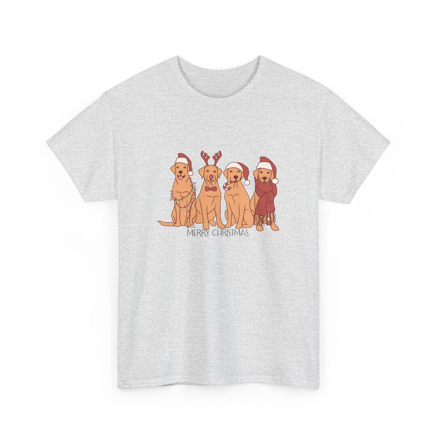 Golden Retrievers, Merry Christmas - Unisex Heavy Cotton Tee - 10282