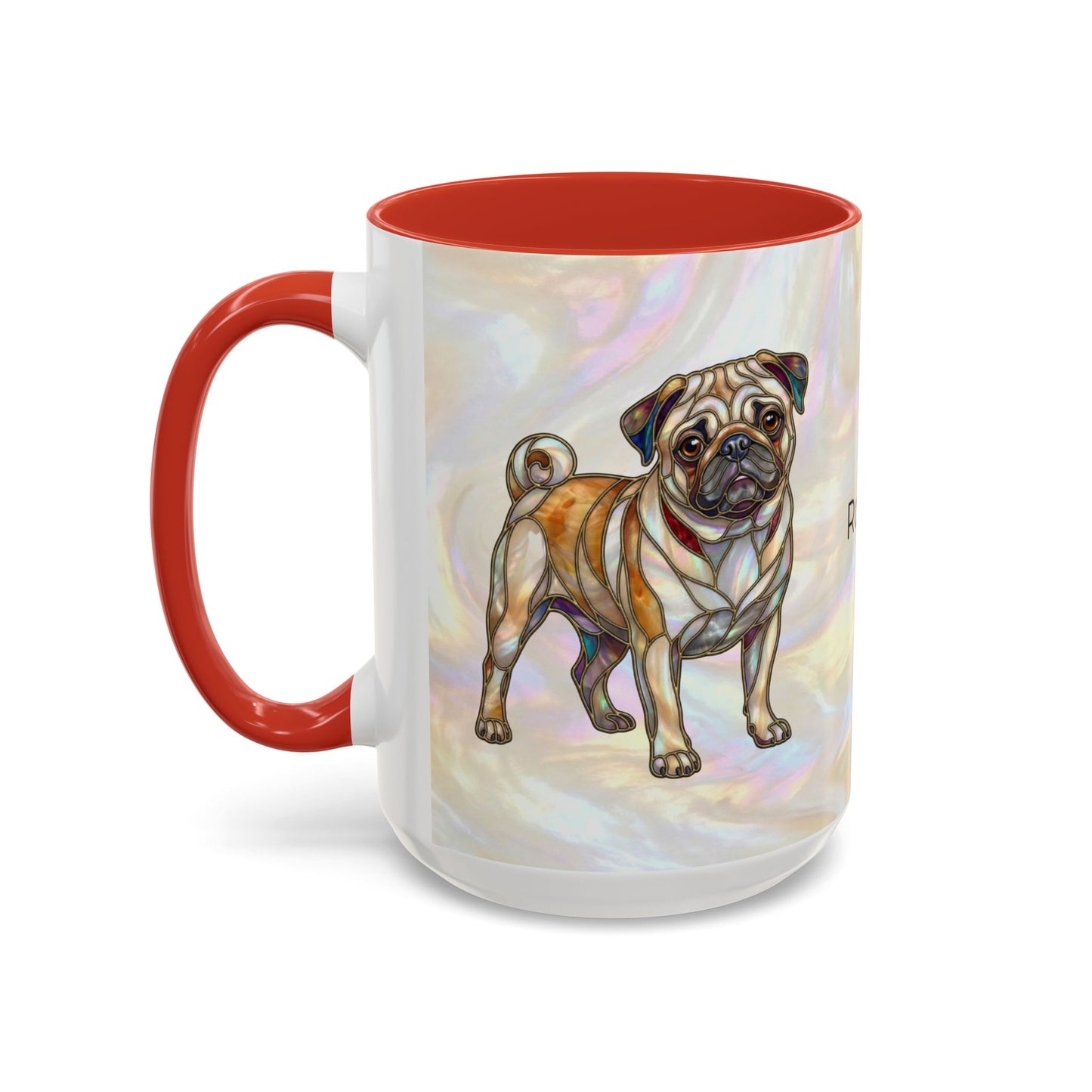 Personalized Pug Accent Coffee Mug –  Stained Glass Design (11/15oz) - 14547