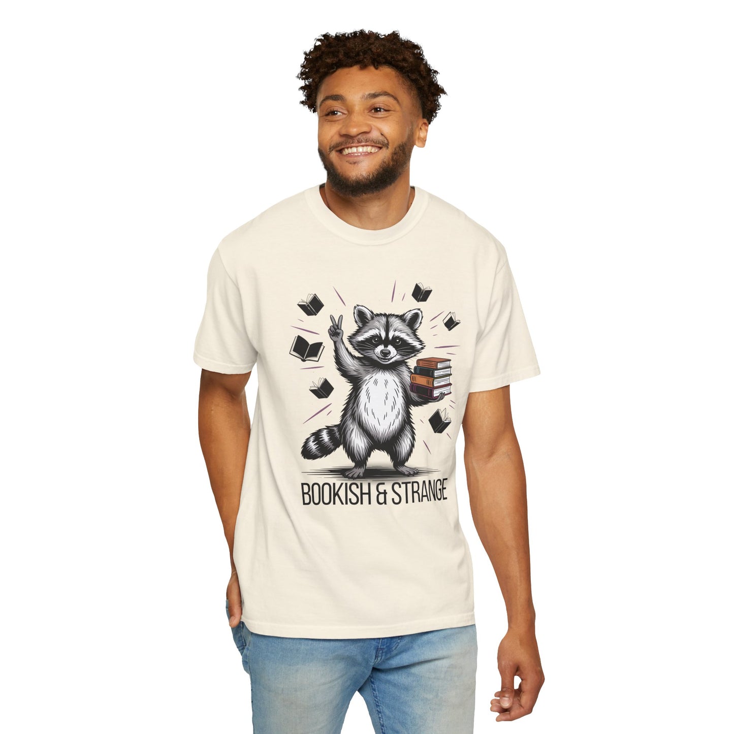Bookish & Strange Raccoon T-Shirt – Cute Book Lover Graphic Tee - 14802