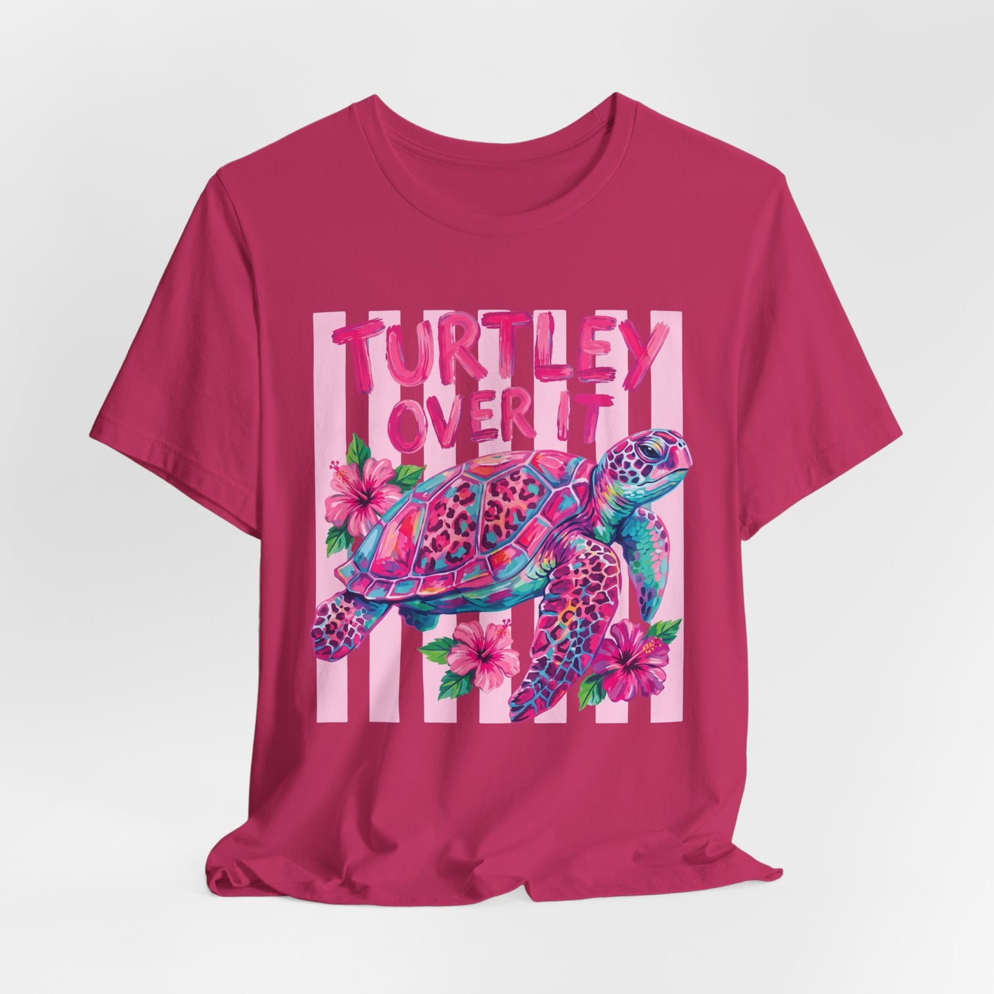 Turtley Over It T-Shirt, Cute Tropical Sea Turtle Graphic Tee - 14953
