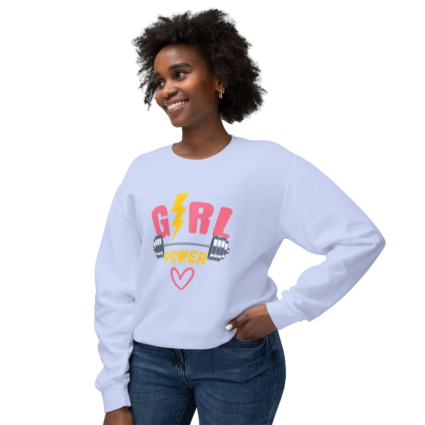 Gym, Girl Power - Unisex Lightweight Crewneck Sweatshirt - 11200