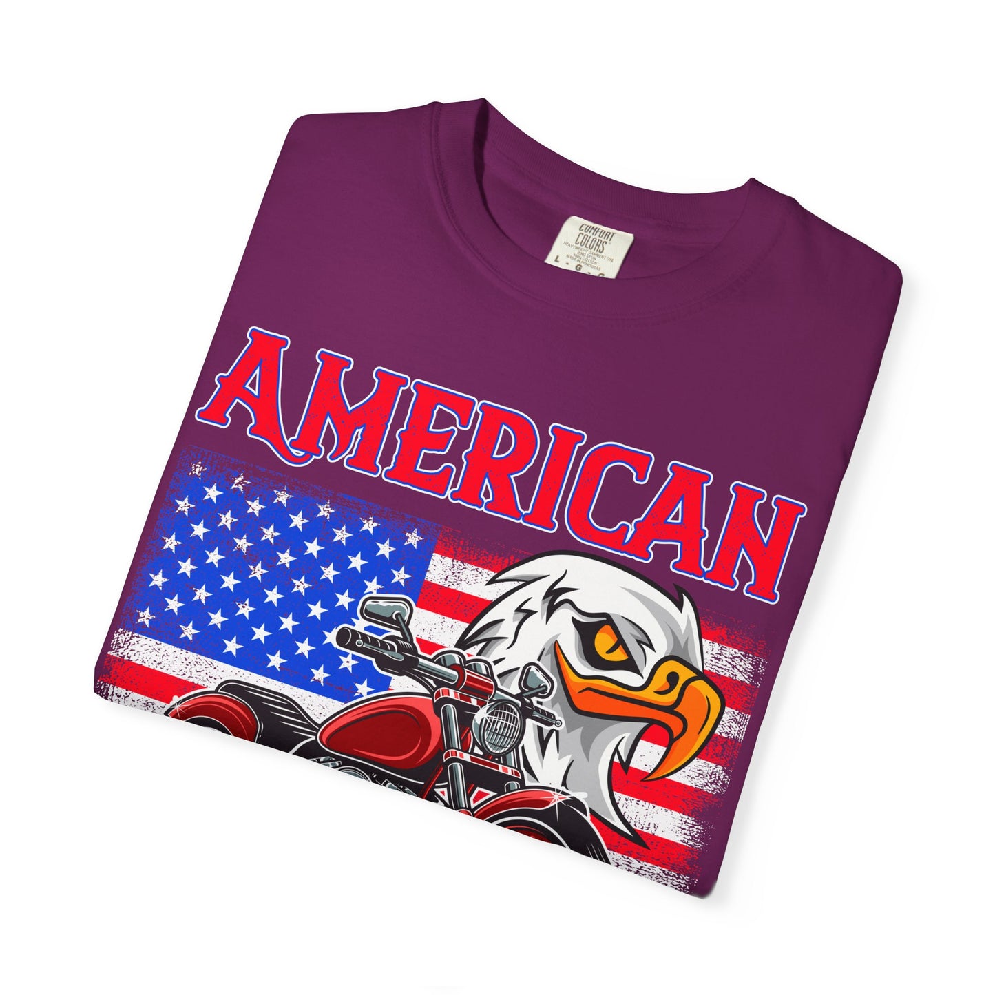 American Classic Tee, Unisex Garment-Dyed T-shirt, Biker Gift, Patriotic Apparel, Rider and Eagle Fashion, Vintage Style - 13658