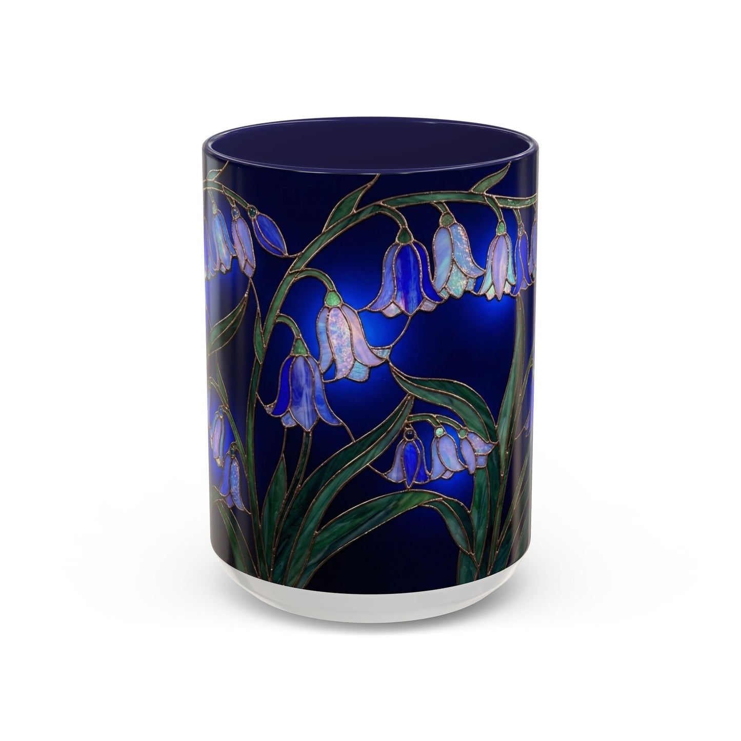 Bluebell Floral Coffee Mug – Stained Glass Design (11/15oz) - 14548