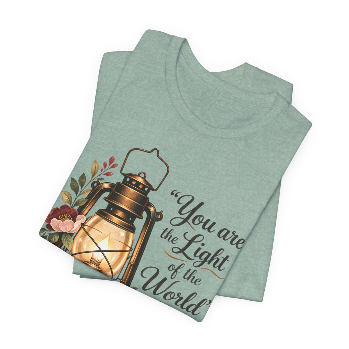 You Are the Light of the World T-Shirt, Vintage Floral Lantern Christian Tee - 14555