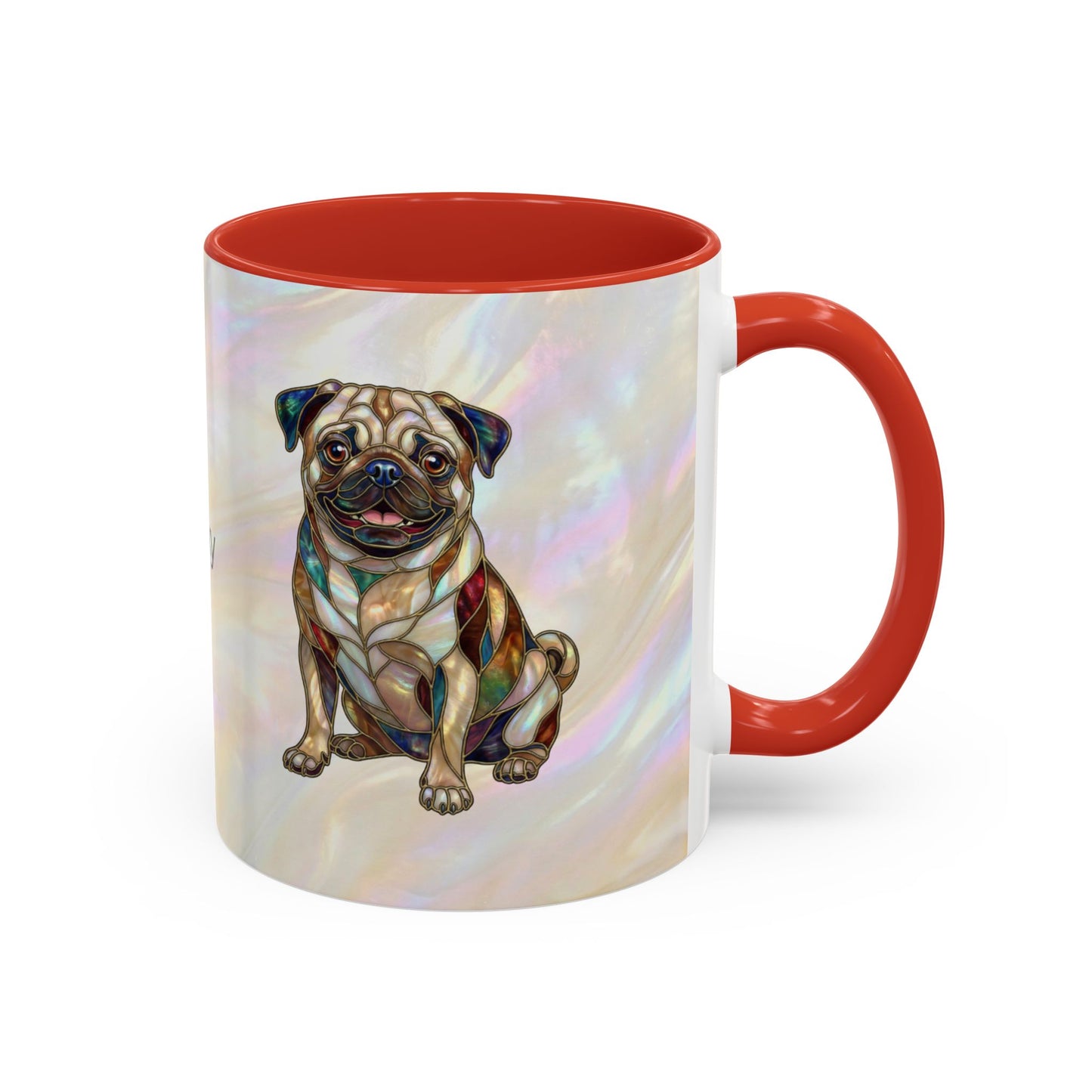 Personalized Pug Accent Coffee Mug –  Stained Glass Design (11/15oz) - 14547