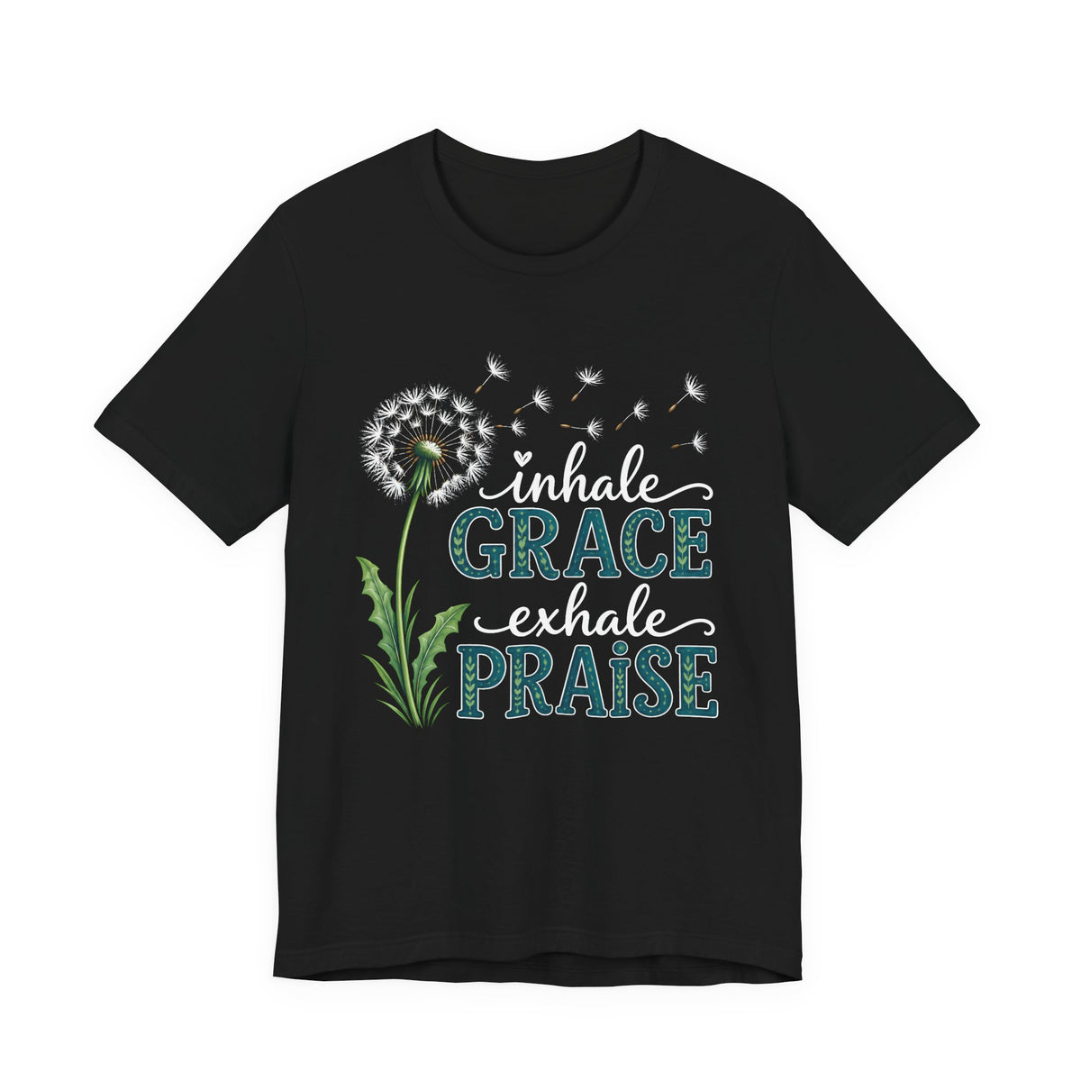 Inhale Grace Exhale Praise T-Shirt, Christian Faith Floral Tee - 14990