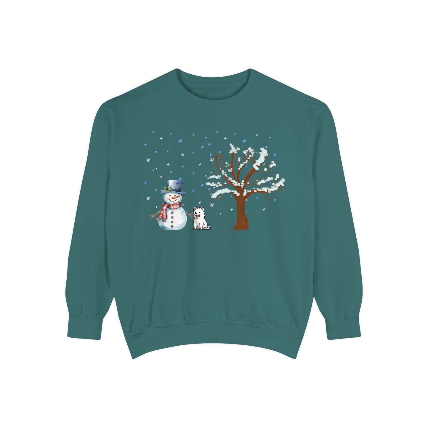 Snowman With A Puppy - Unisex Garment-Dyed Sweatshirt