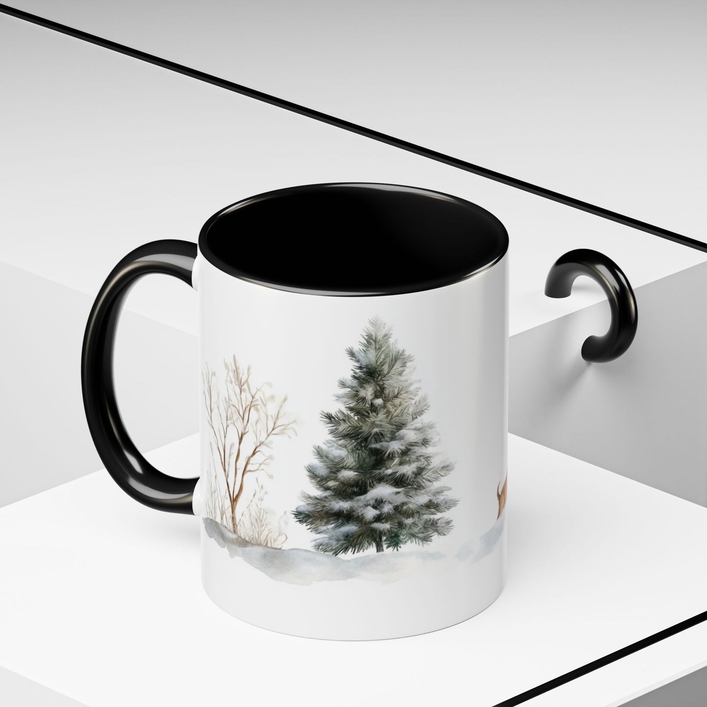 Winter Tree, Snowman & Puppy - Accent Coffee Mug (11, 15oz) - 10404