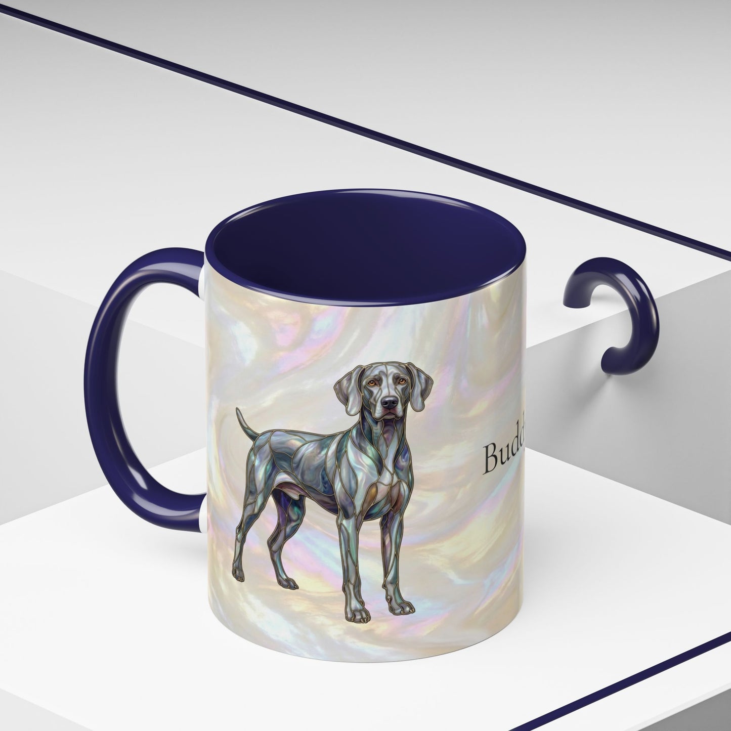 Weimaraner Accent Coffee Mug – Stained Glass Design 11/15oz - 14649