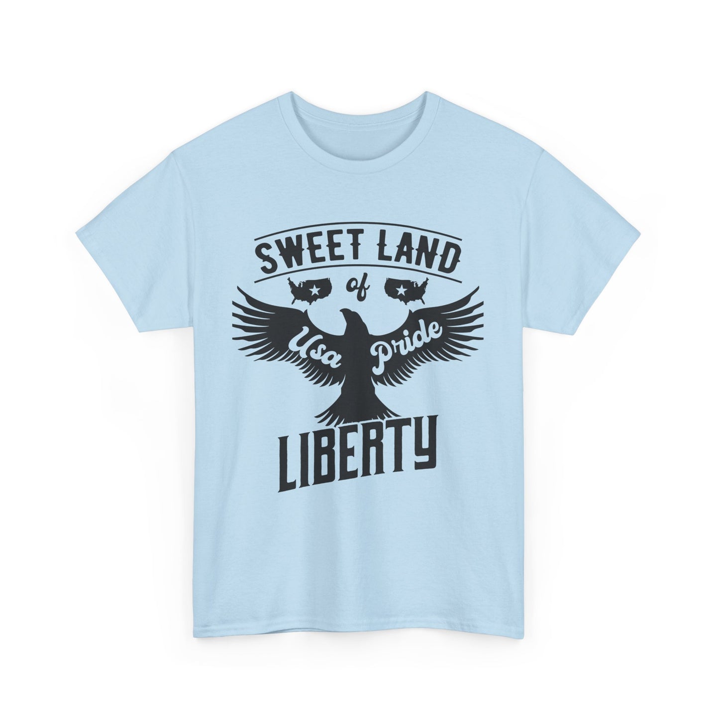 Sweet Land of Liberty Design, Unisex Heavy Cotton Tee: Patriotic T-shirt, Gift for Freedom Lovers, Casual Wear, Independence Day Shirt - 13492