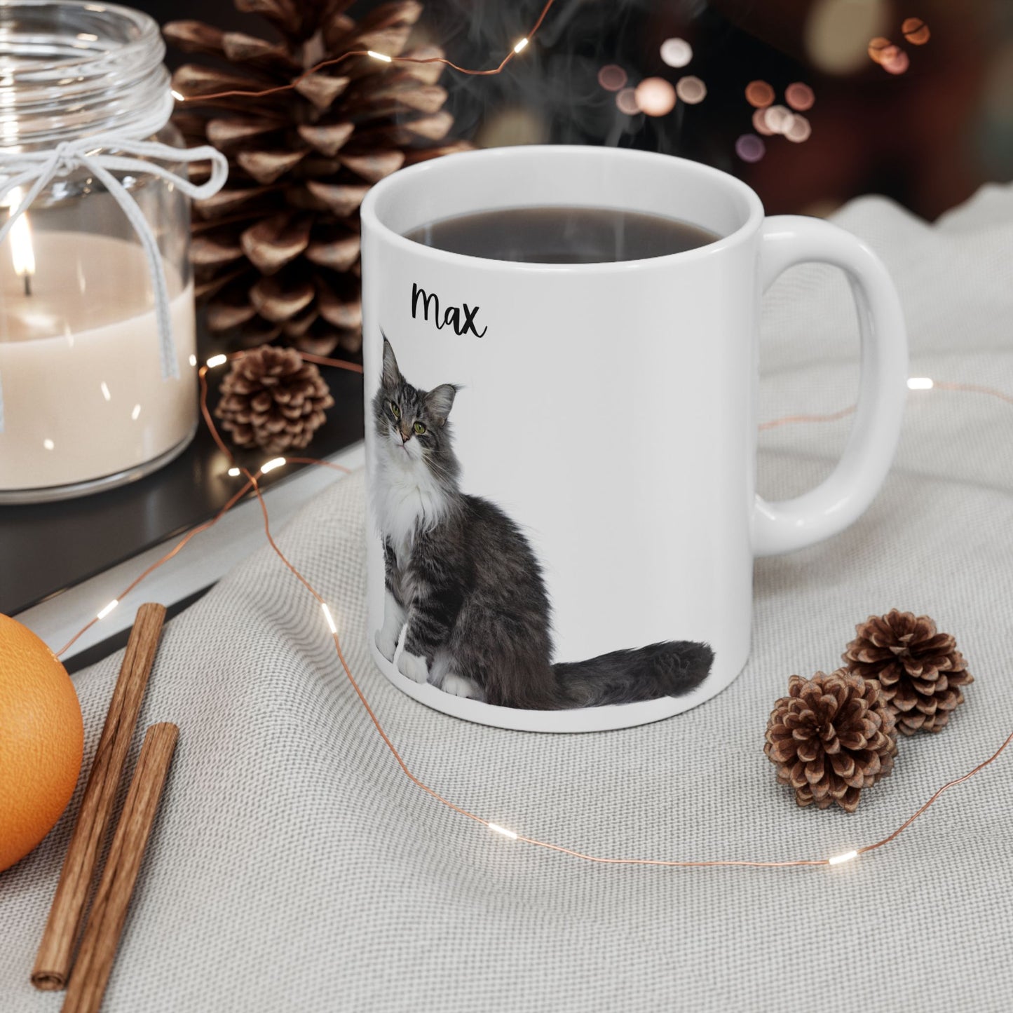 Personalized Cat Ceramic Mug for Cat Lovers, Custom Pet Mug, Coffee Cup, Gift for Cat Owners, Cute Cat Design - 14194